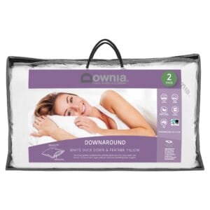DOWNAROUND White Duck Down & Feather Pillow (2-Pack Medium)